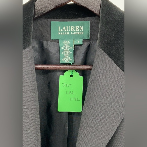 Lauren Ralph Lauren Wool Blazer Black Velvet Collar Tailored Jacket LRL - Picture 3 of 8